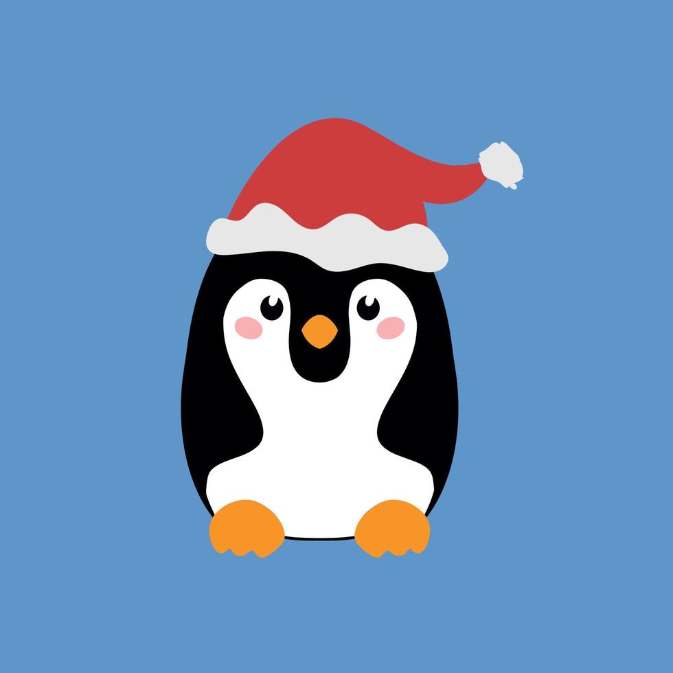 Cute penguin icon in flat style. Cold winter symbol. Antarctic bird, animal illustration. vector