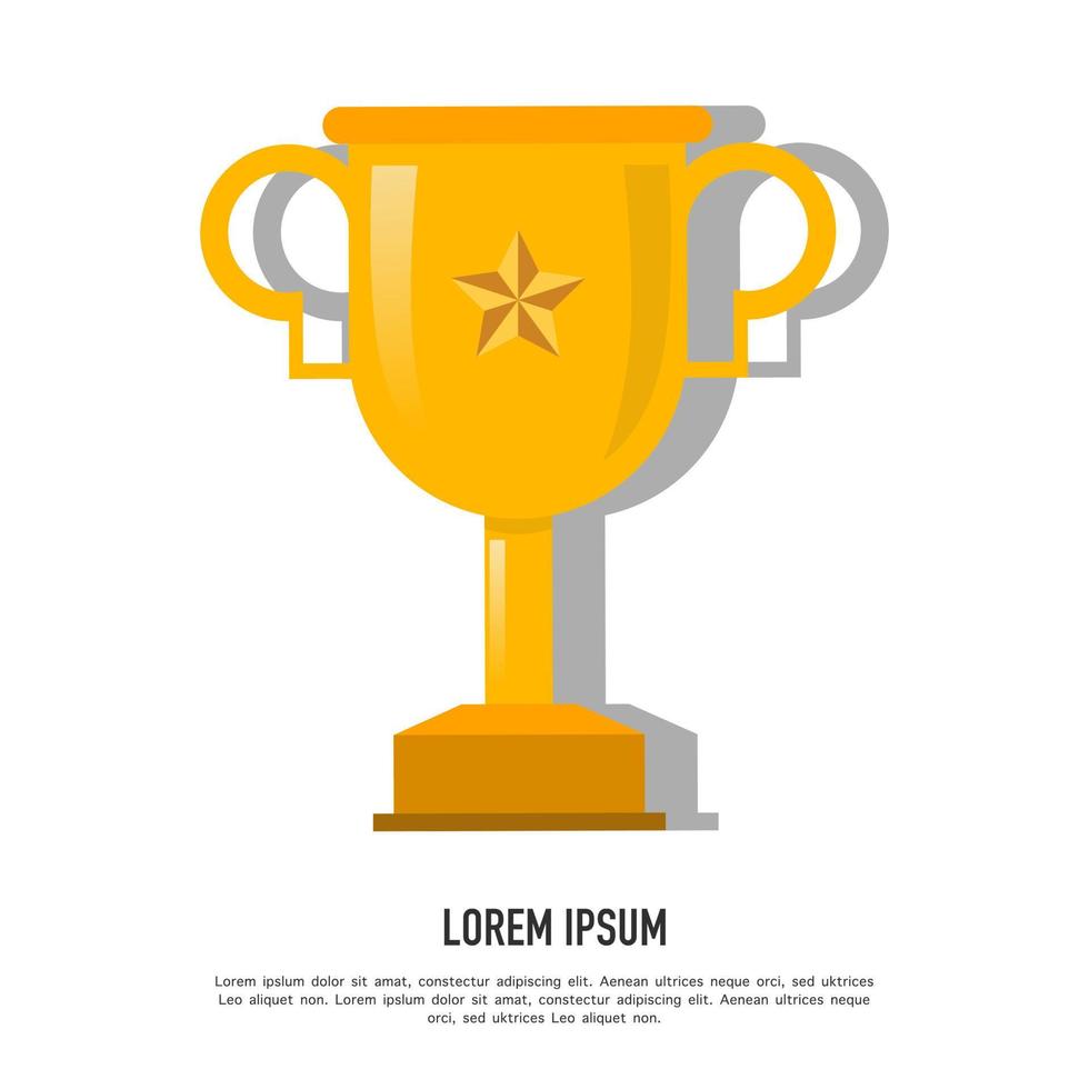 gold cup in flat style. cup icon vector