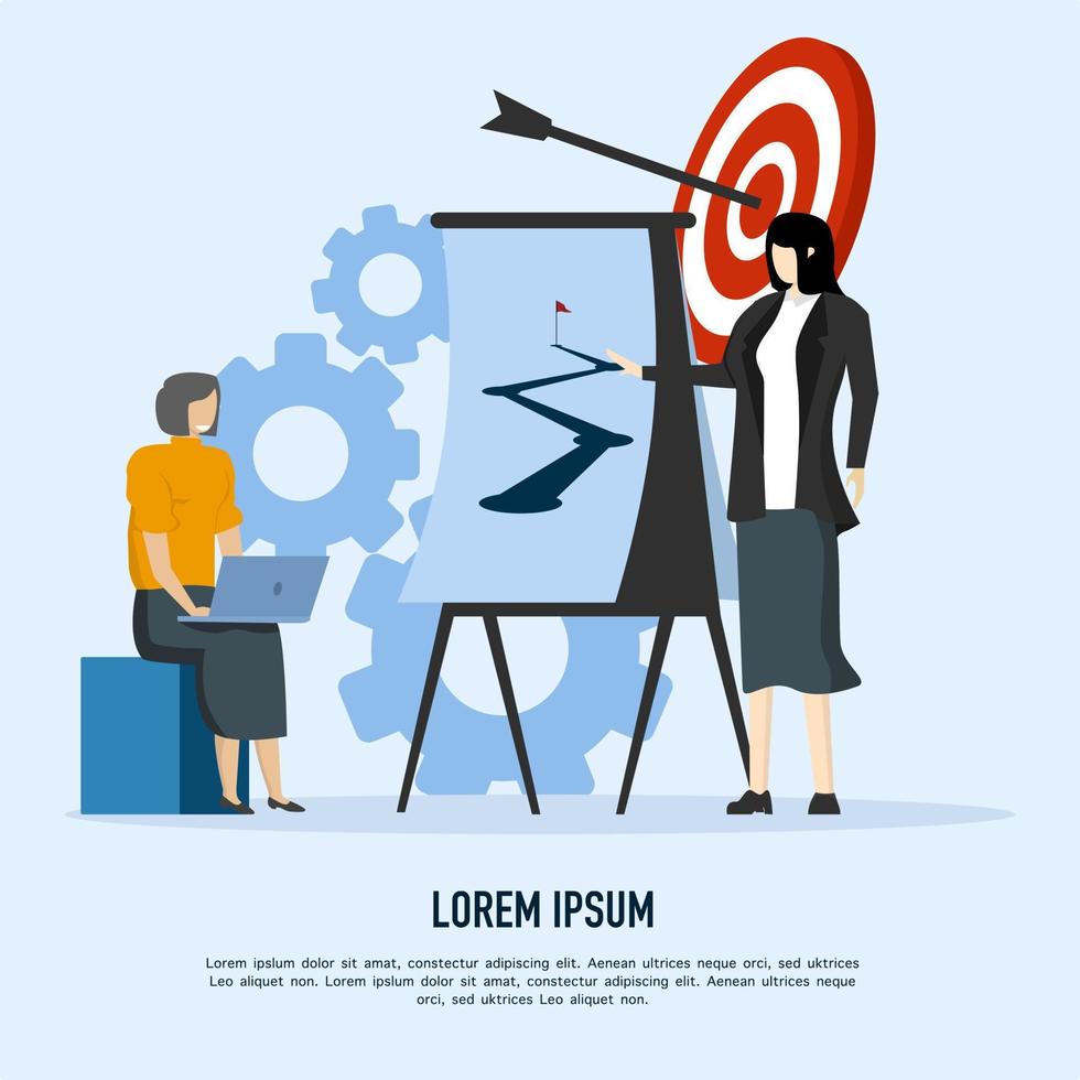Business strategy concept, strategic planning for success. Achieve business strategy goals to win, management or leadership. The idea of strategic management and problem solving. Vector illustration