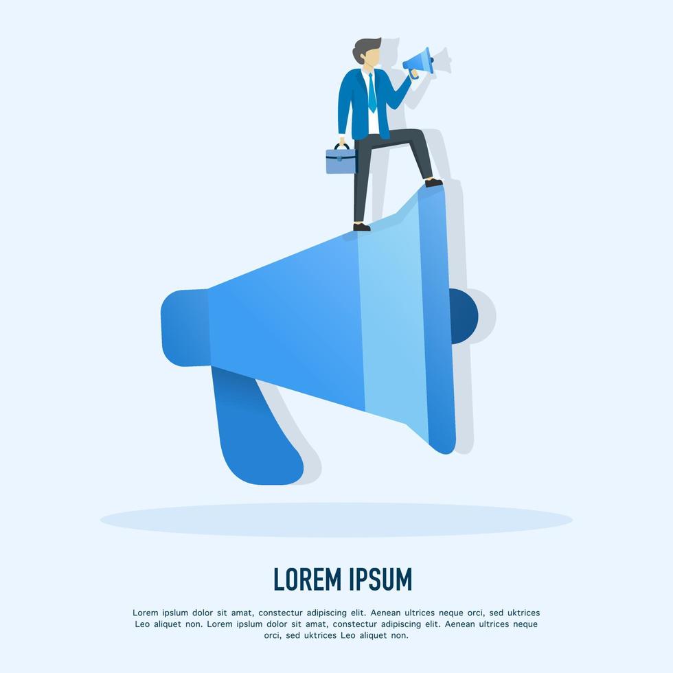 Vector Advertising Conceptual Illustration using megaphone Social Media Campaign, Digital Marketing. business promotion, vector, advertising, call with megaphone, online alert.