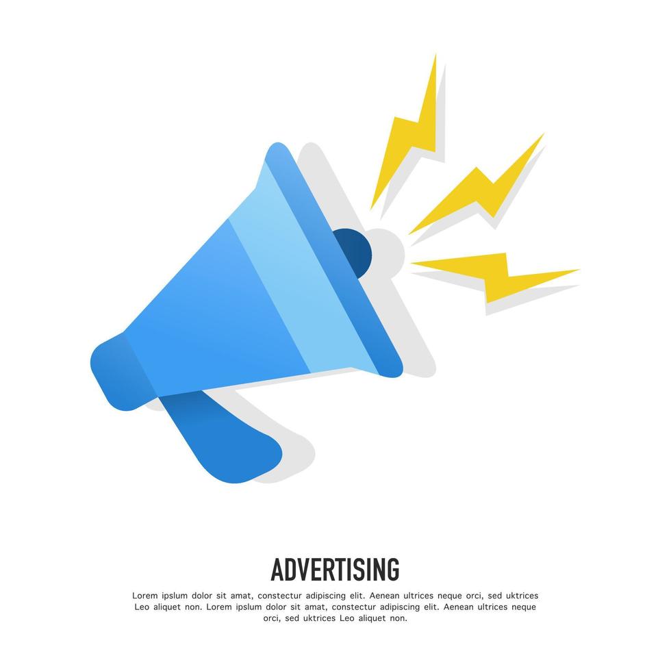 Vector Advertising Conceptual Illustration using megaphone Social Media Campaign, Digital Marketing. business promotion, vector, advertisement, call by megaphone, online alert.