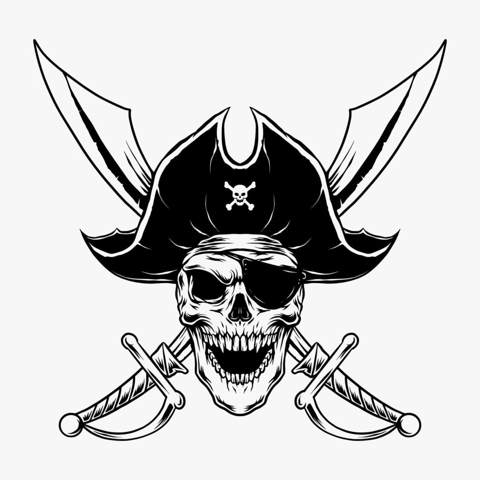 Ilustración de vector de calavera pirata