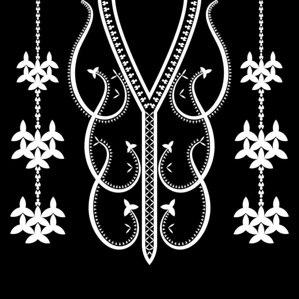 traditional geometric ethnic embroidered neckline pattern design vector