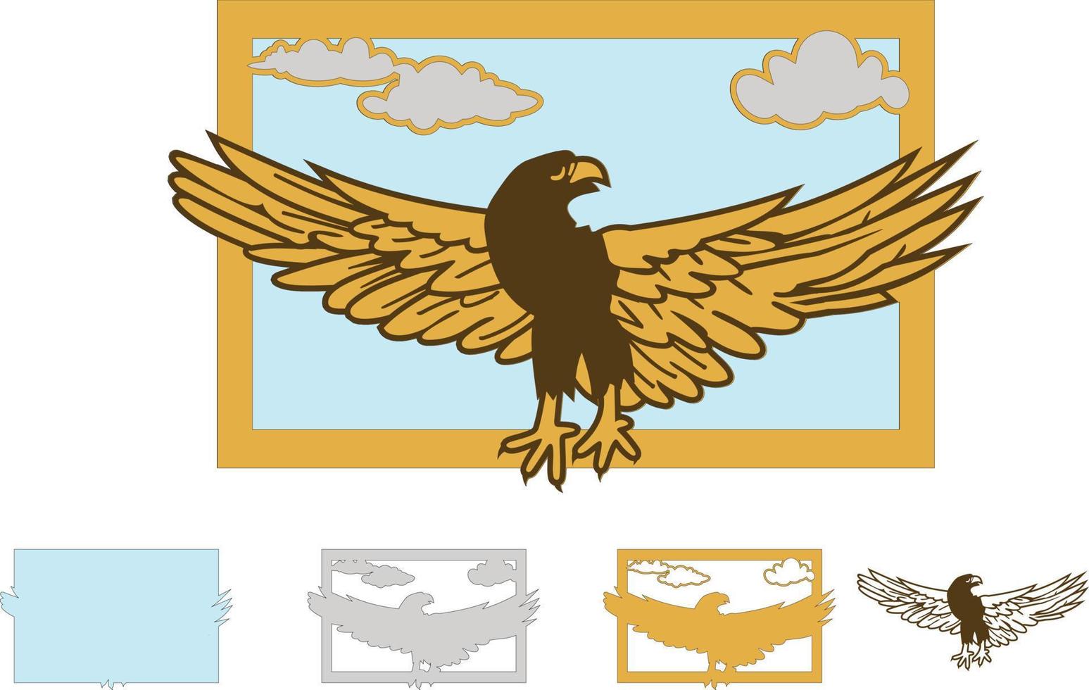 archivo de corte láser de marco de águila vector