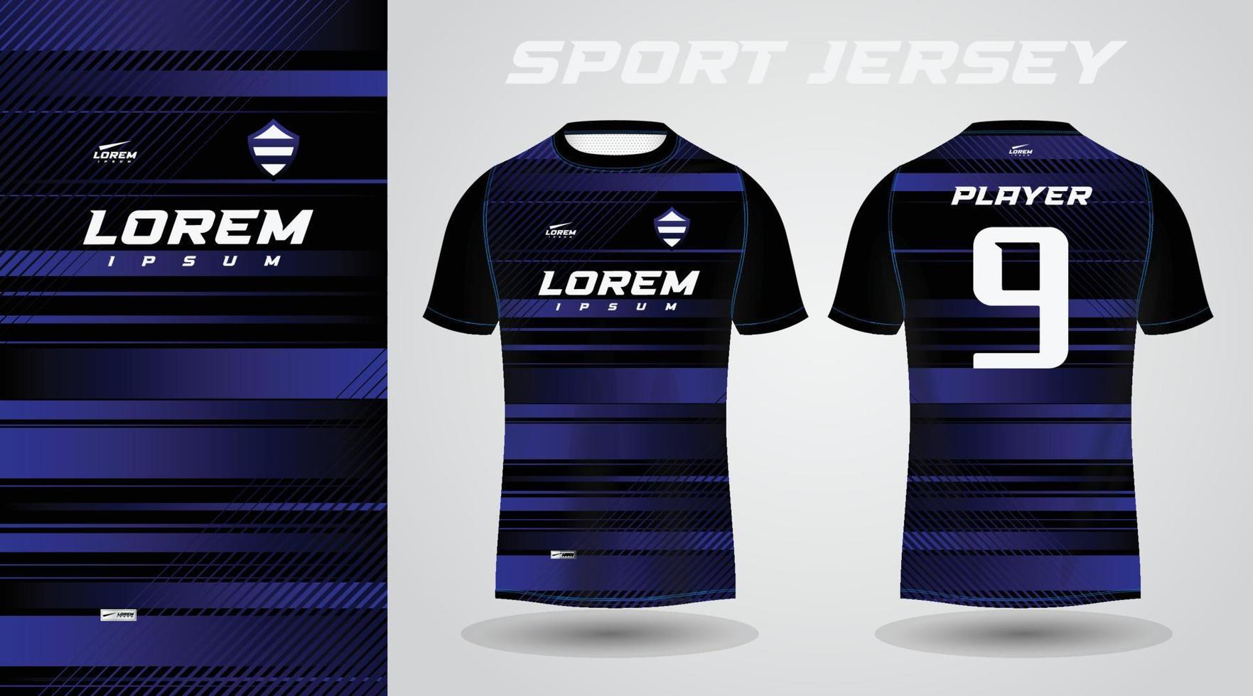 diseño de jersey deportivo de camiseta azul negro vector