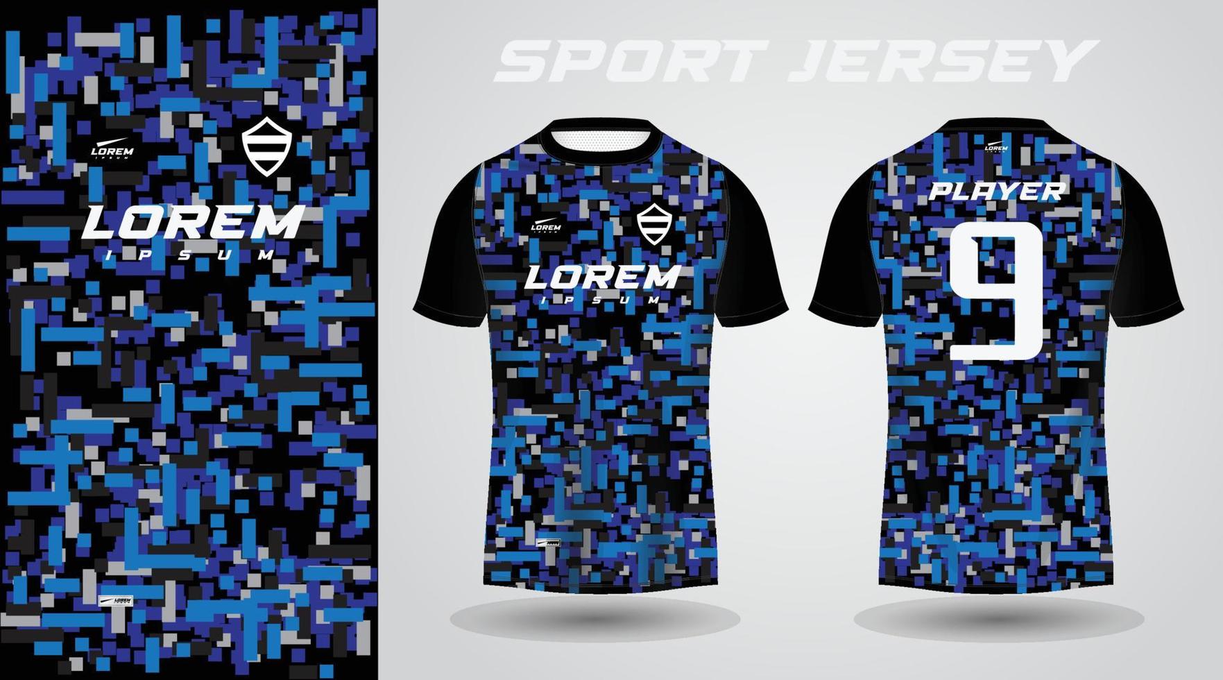 diseño de jersey deportivo de camiseta azul negro vector