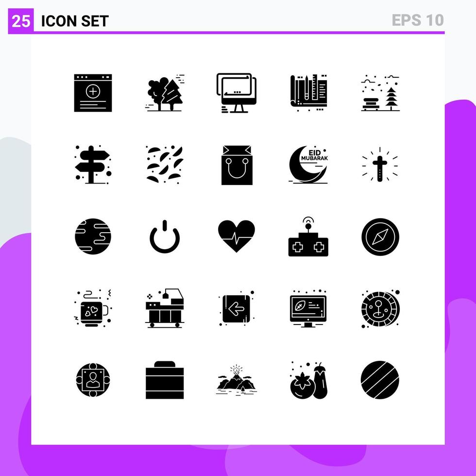 Set of 25 Modern UI Icons Symbols Signs for tools education computer design pc Editable Vector Design Elements