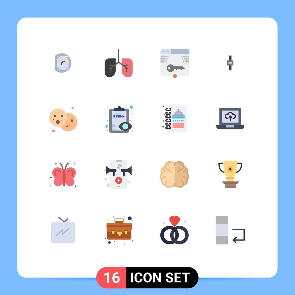 Pack of 16 Modern Flat Colors Signs and Symbols for Web Print Media such as holi bread web volume sound Editable Pack of Creative Vector Design Elements