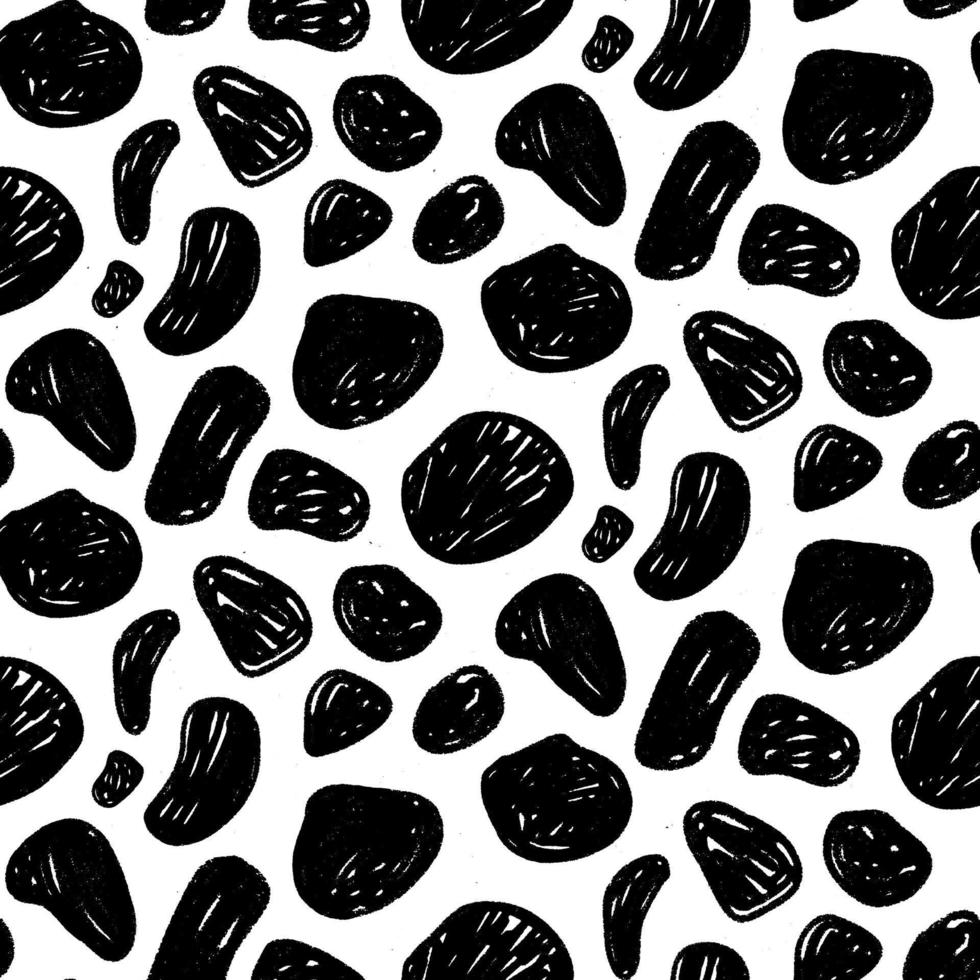 Scribbled Monochrome Grunge Spots Geometric Seamless Pattern vector