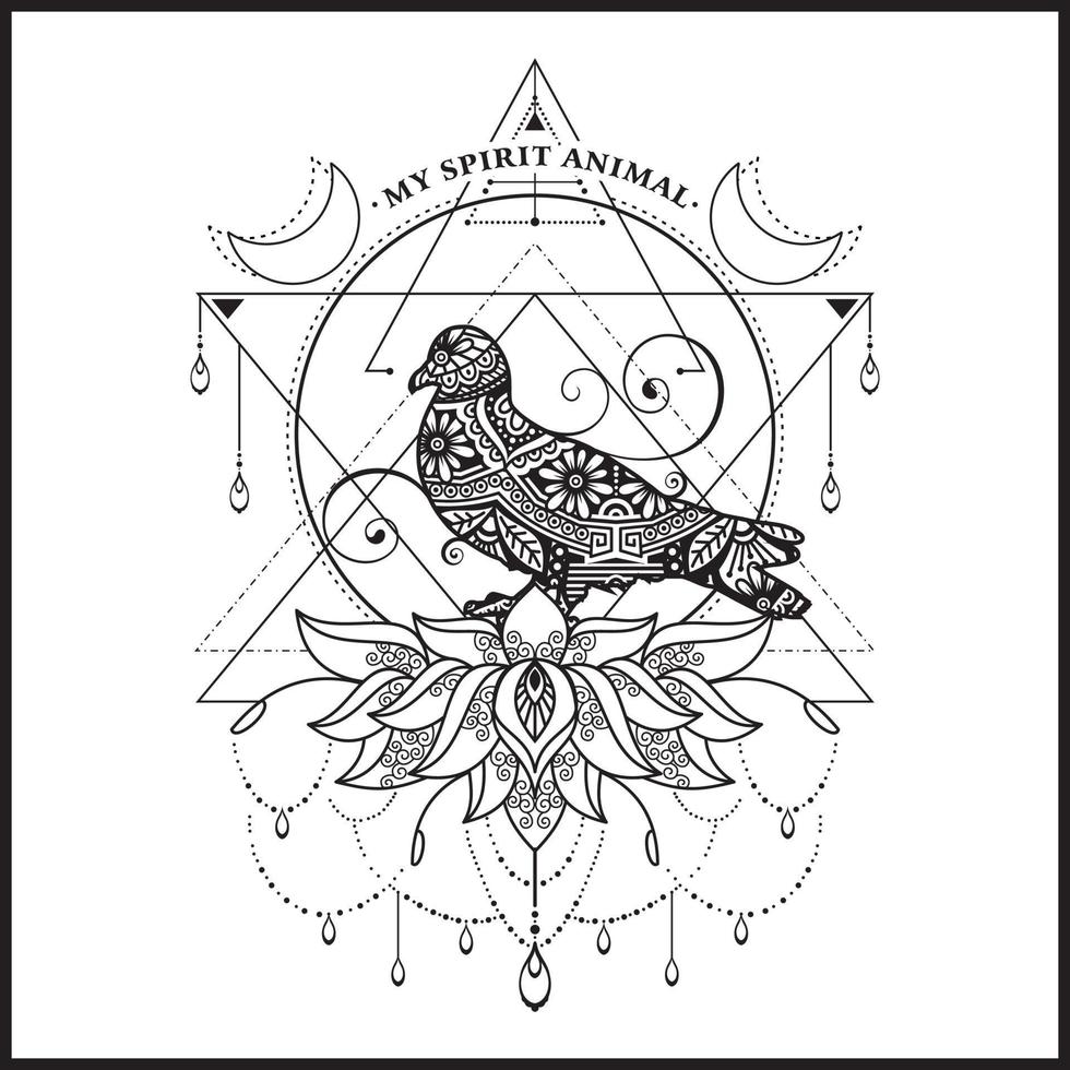 Vector illustration decorative Animal on white background, My Spirit Animal