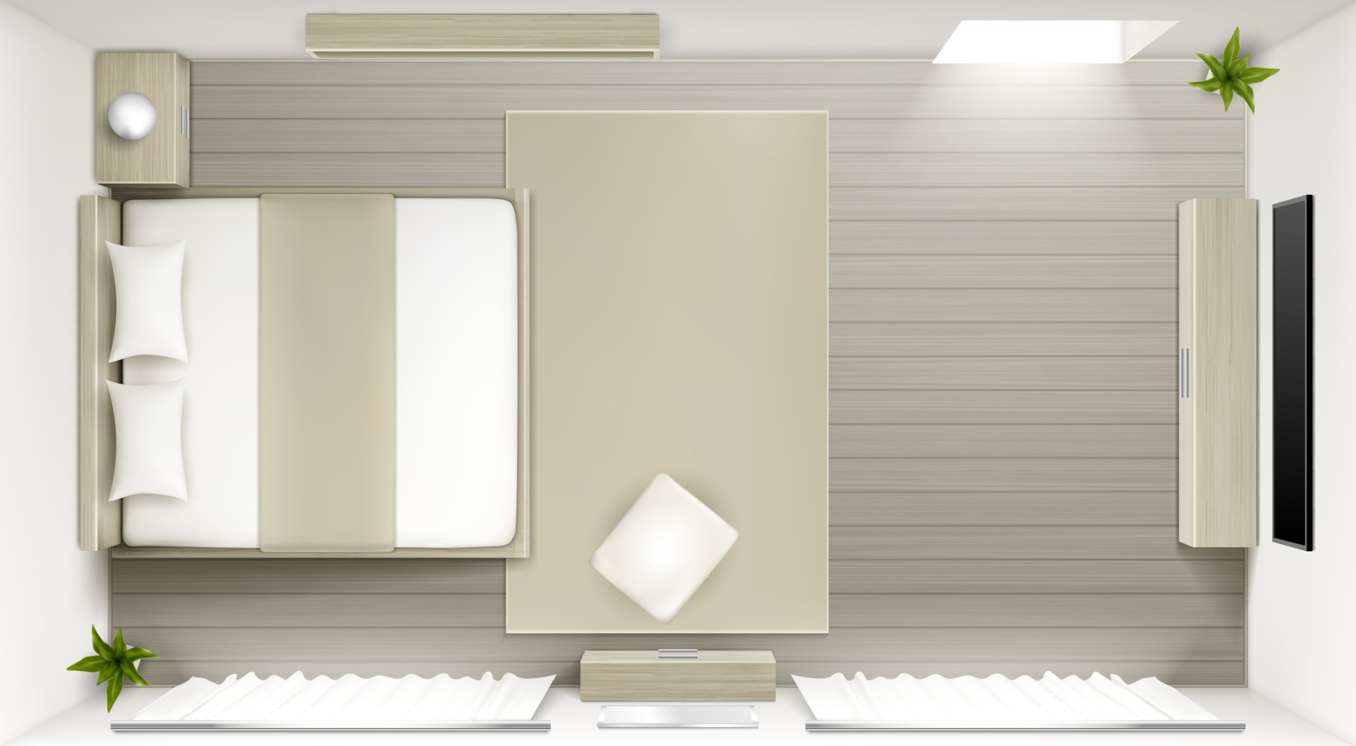 Bedroom interior top view, modern 3d home room 14400867 Vector Art at