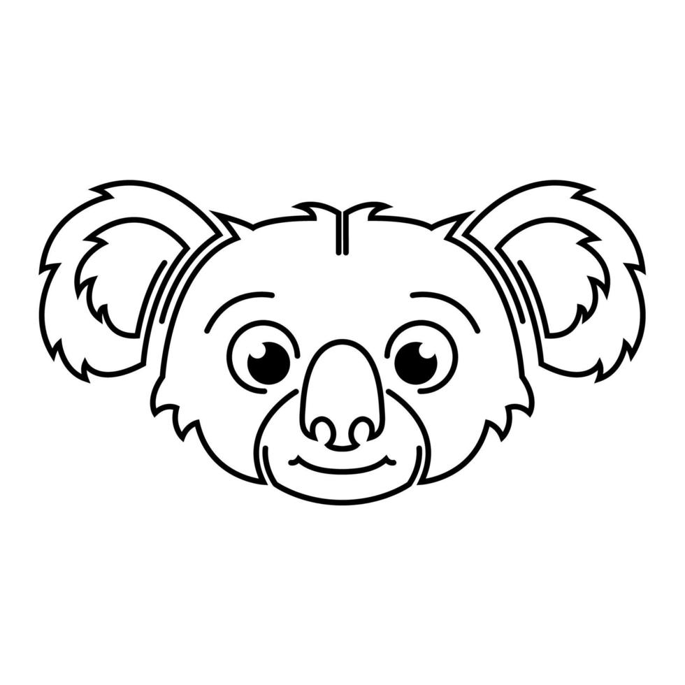 arte lineal en blanco y negro de la cabeza de koala. buen uso para símbolo, mascota, icono, avatar, tatuaje, diseño de camisetas, logotipo o cualquier diseño. vector