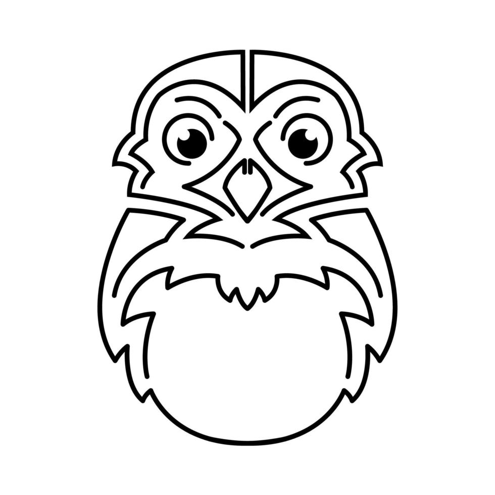 Black and white line art of owl head. Good use for symbol, mascot, icon, avatar, tattoo,T-Shirt design, logo or any design. vector