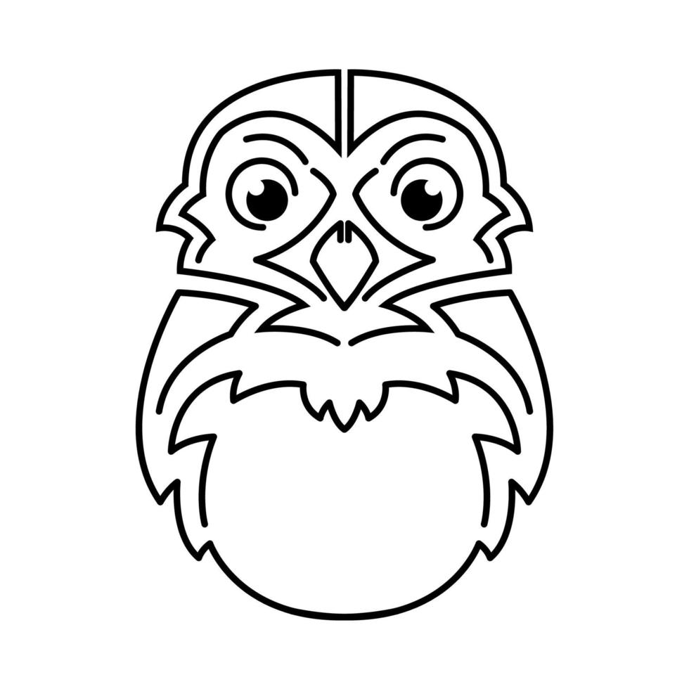 Black and white line art of owl head. Good use for symbol, mascot, icon, avatar, tattoo,T-Shirt design, logo or any design. vector