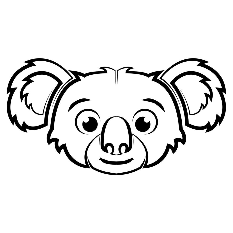 arte lineal en blanco y negro de la cabeza de koala. buen uso para símbolo, mascota, icono, avatar, tatuaje, diseño de camisetas, logotipo o cualquier diseño. vector