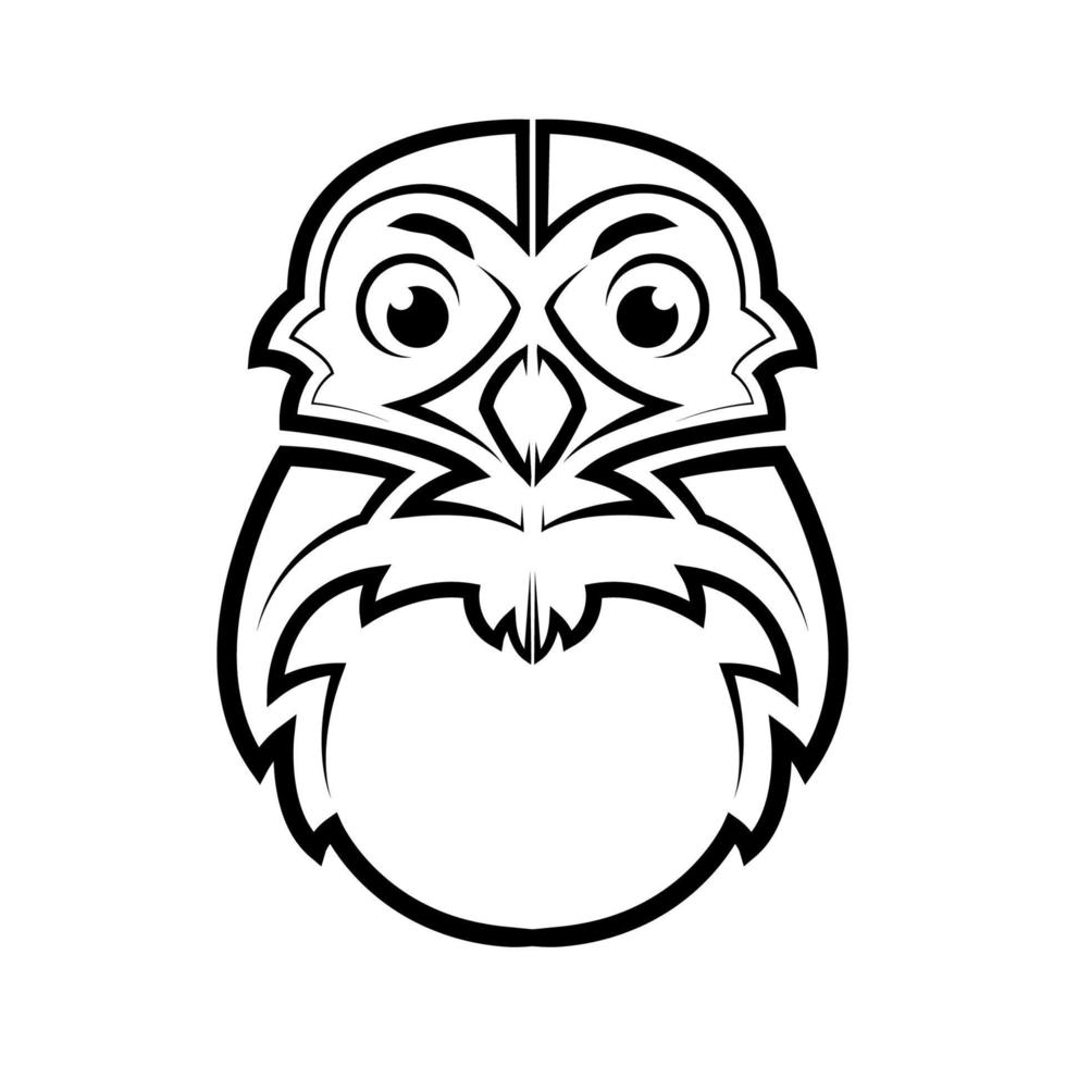 arte lineal en blanco y negro de cabeza de búho. buen uso para símbolo, mascota, icono, avatar, tatuaje, diseño de camisetas, logotipo o cualquier diseño. vector
