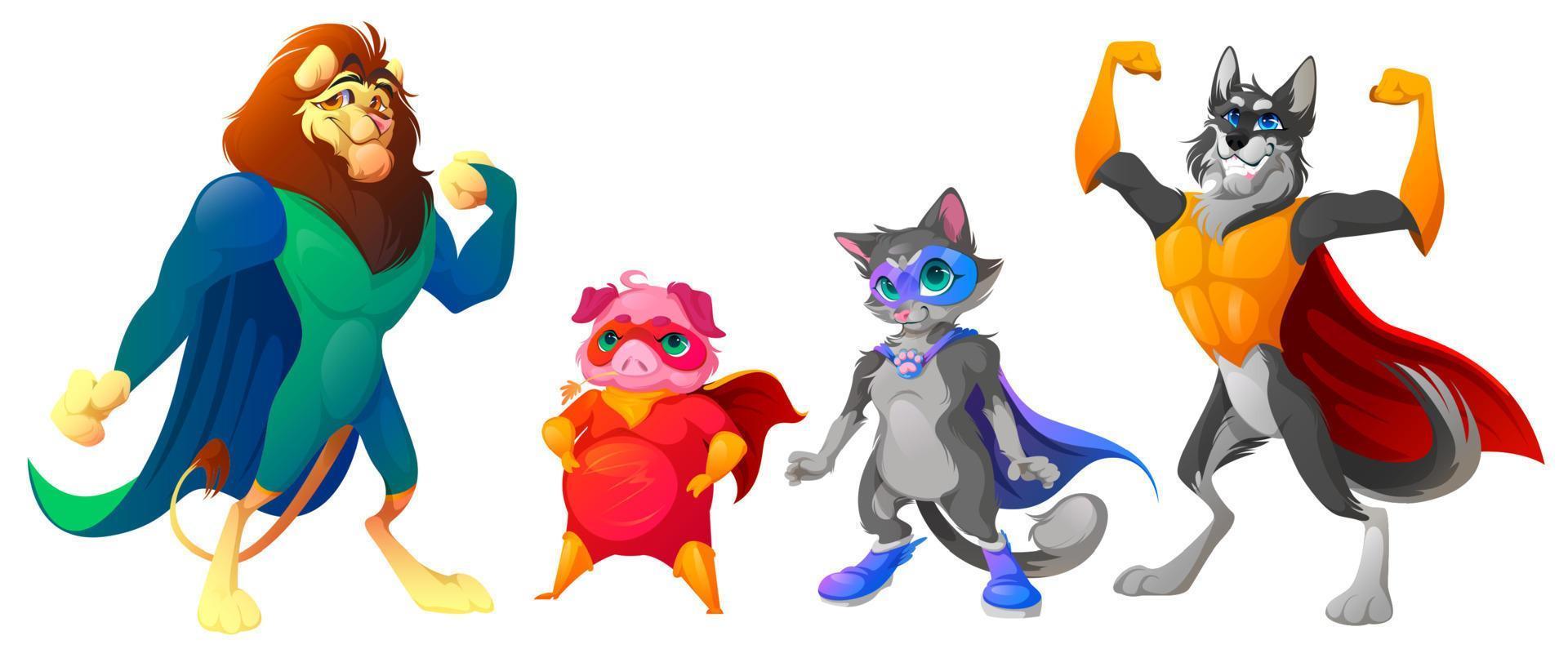 Super animals with hero mask and cape vector