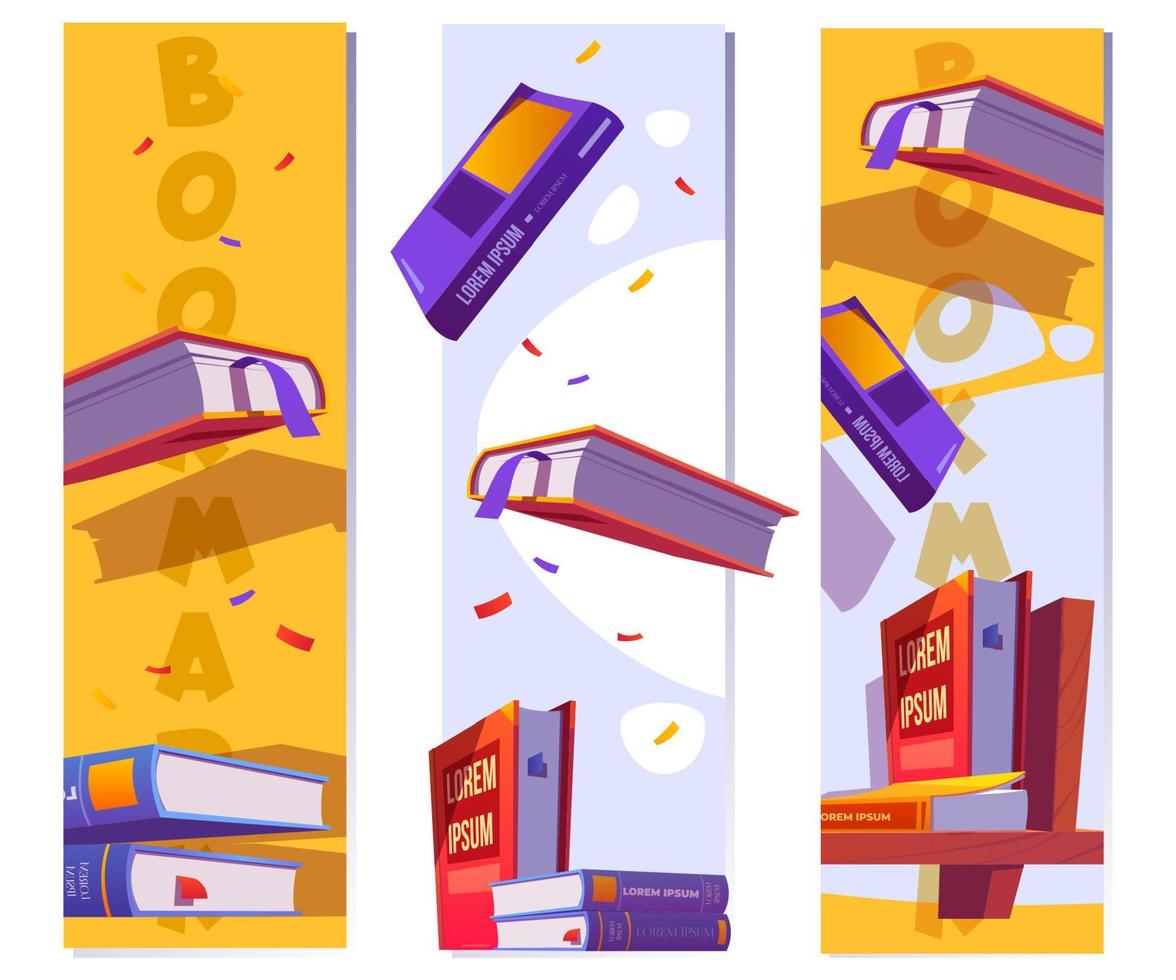 Bookmarks or banners template with books vector