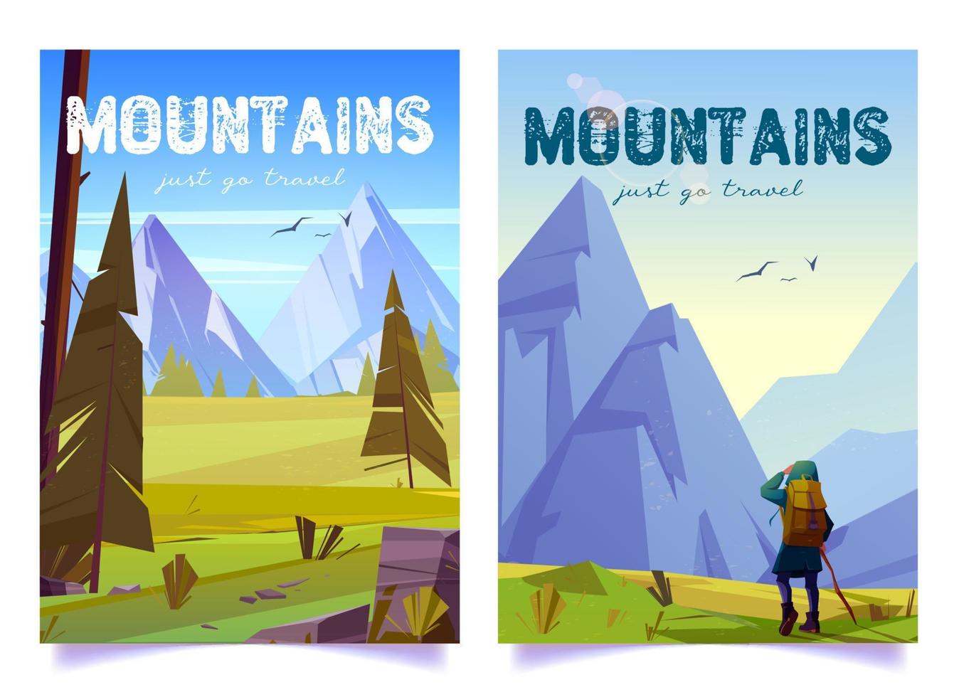Woman hiker travels on mountain valley vector