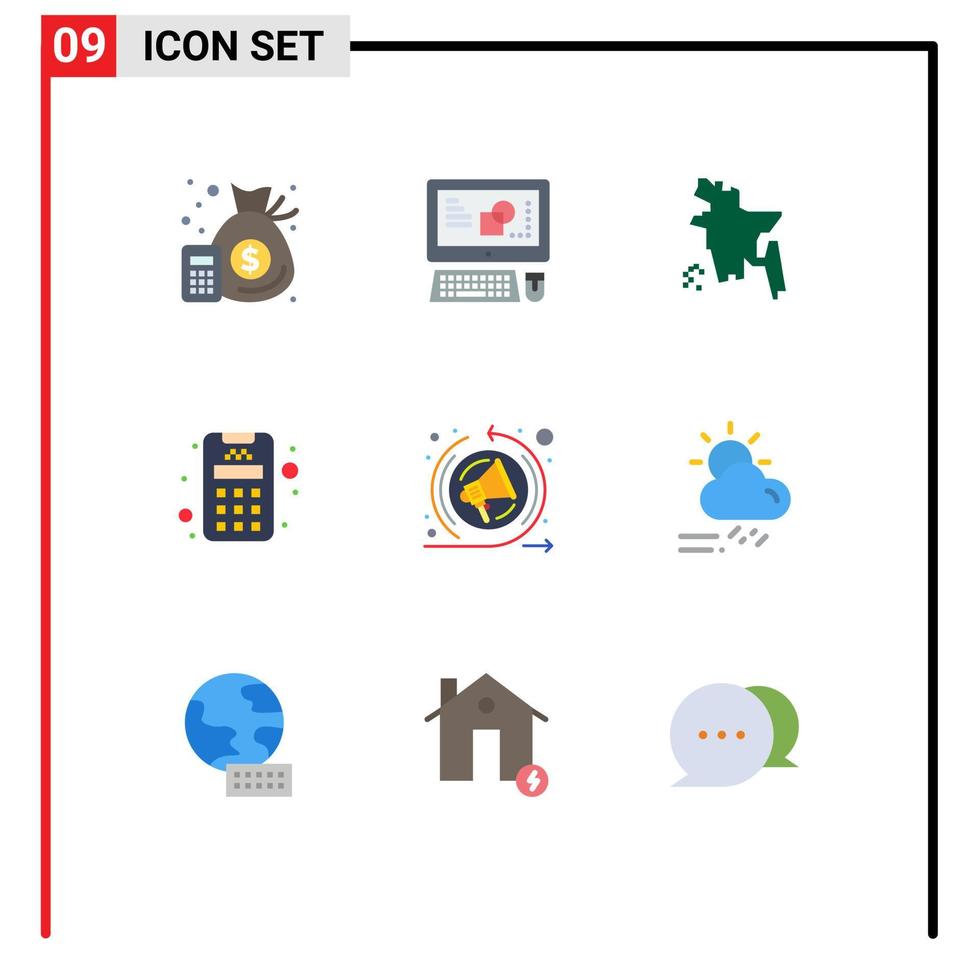 9 Universal Flat Color Signs Symbols of cloud remarketing bangladesh marketing credit Editable Vector Design Elements