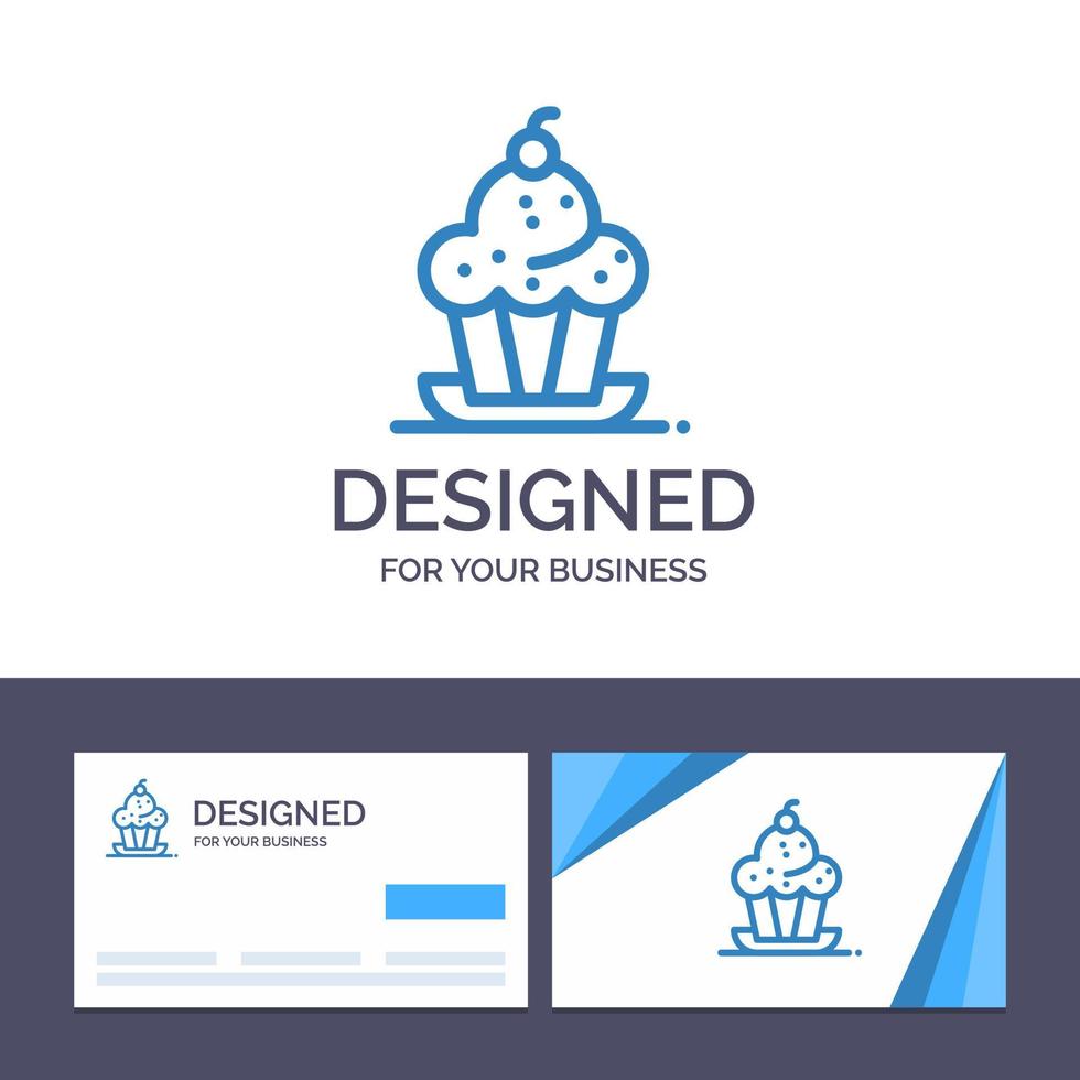 Creative Business Card and Logo template Cake Dessert Muffin Sweet Thanksgiving Vector Illustration