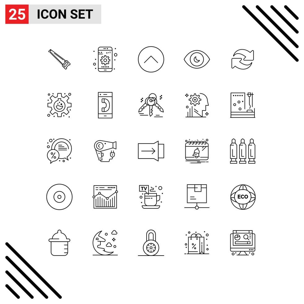 Pictogram Set of 25 Simple Lines of refresh search device human eye multimedia Editable Vector Design Elements