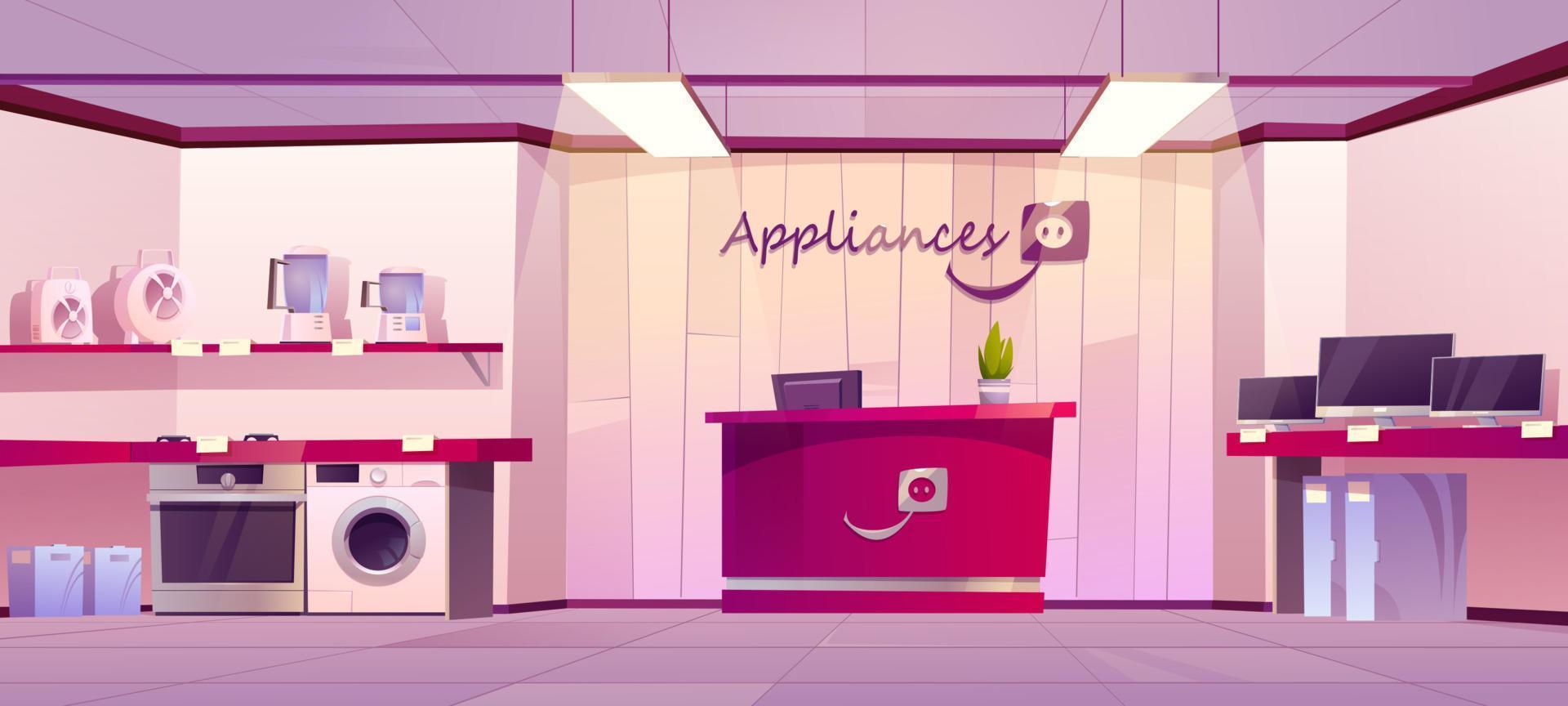 Appliances store interior, electronics department vector