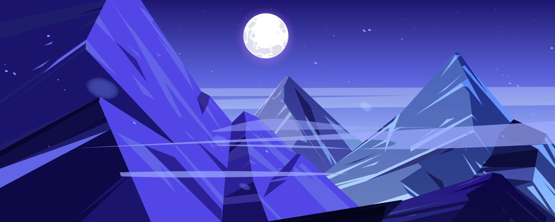 Night mountains peaks twilight landscape view vector