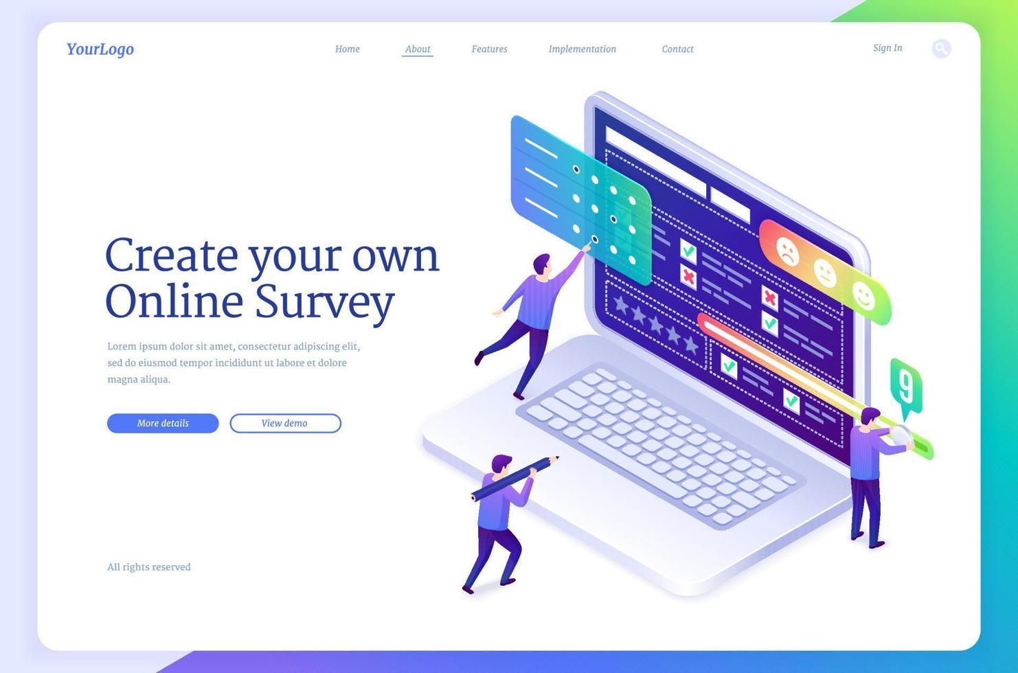 Vector banner of online survey service