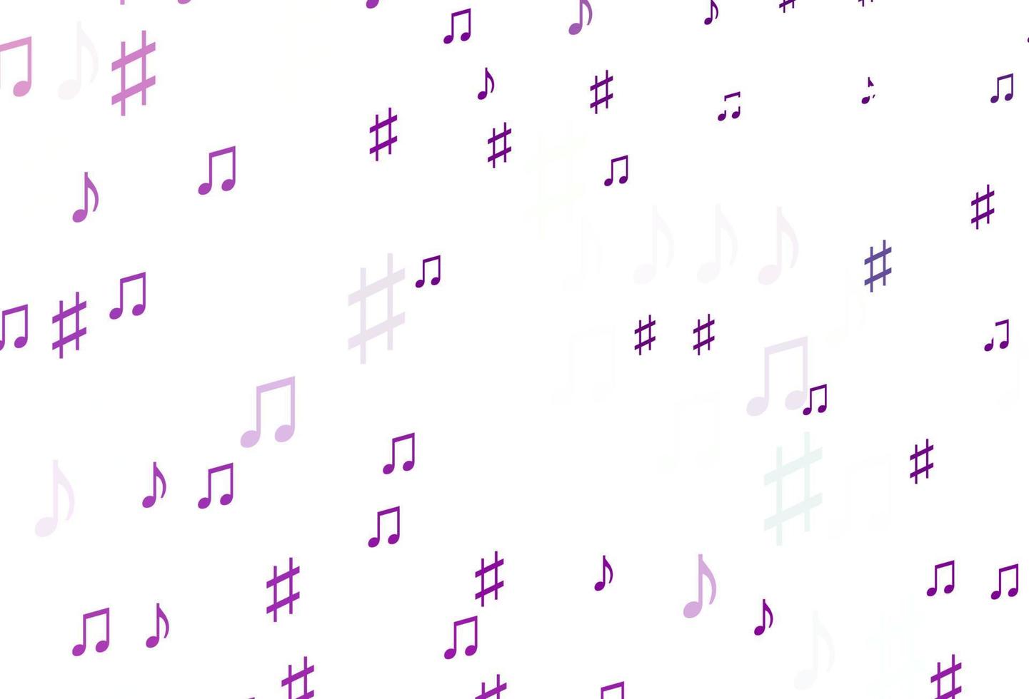 textura de vector de color púrpura claro con notas musicales.