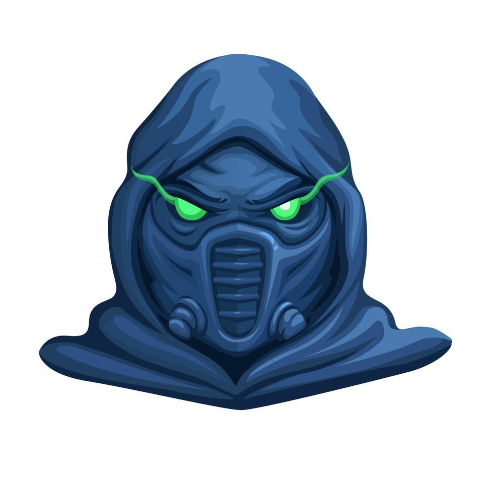 Masked assassin in hoodie mascot illustration vector