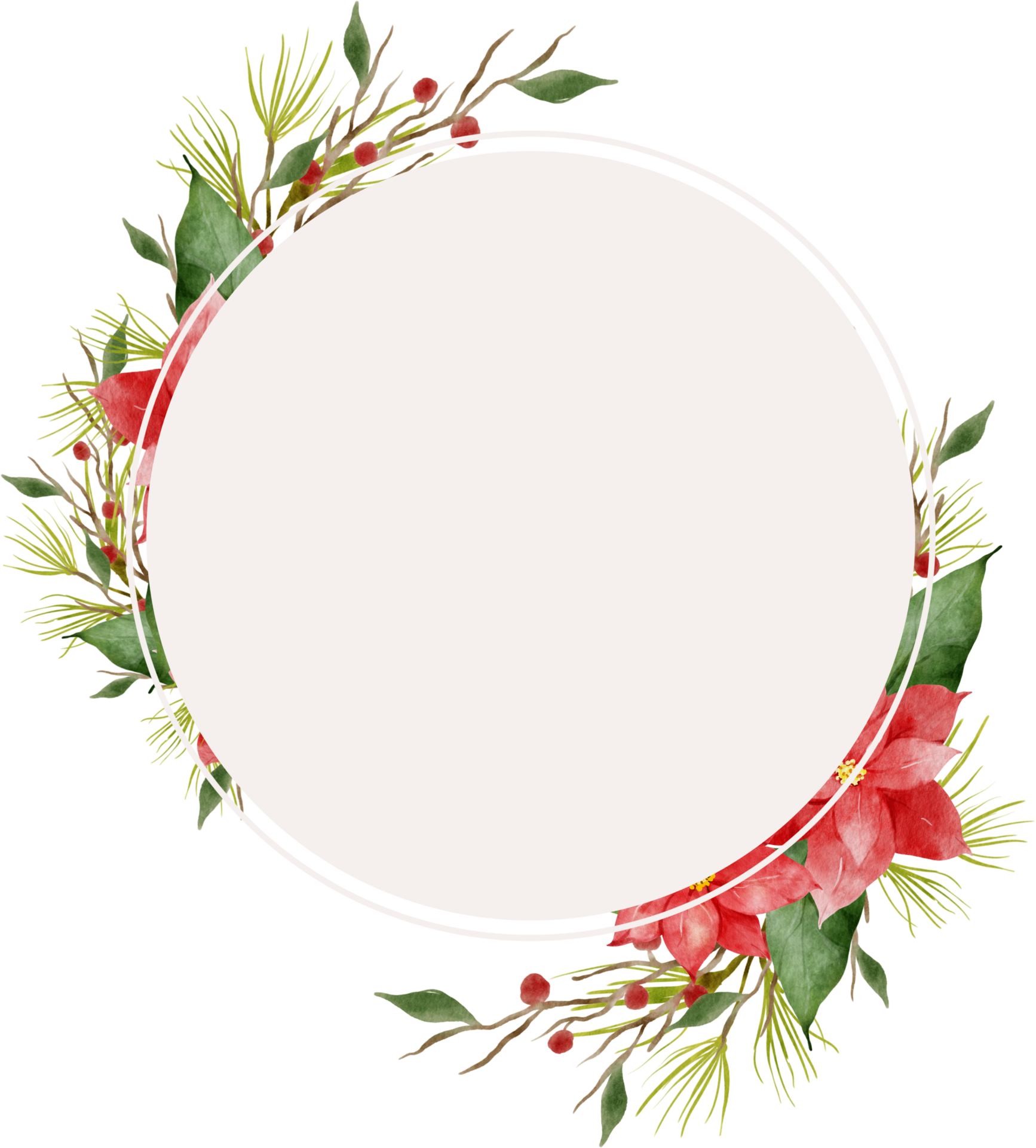 Free navidad hojas flores acuarela corona marco 14401386 PNG with