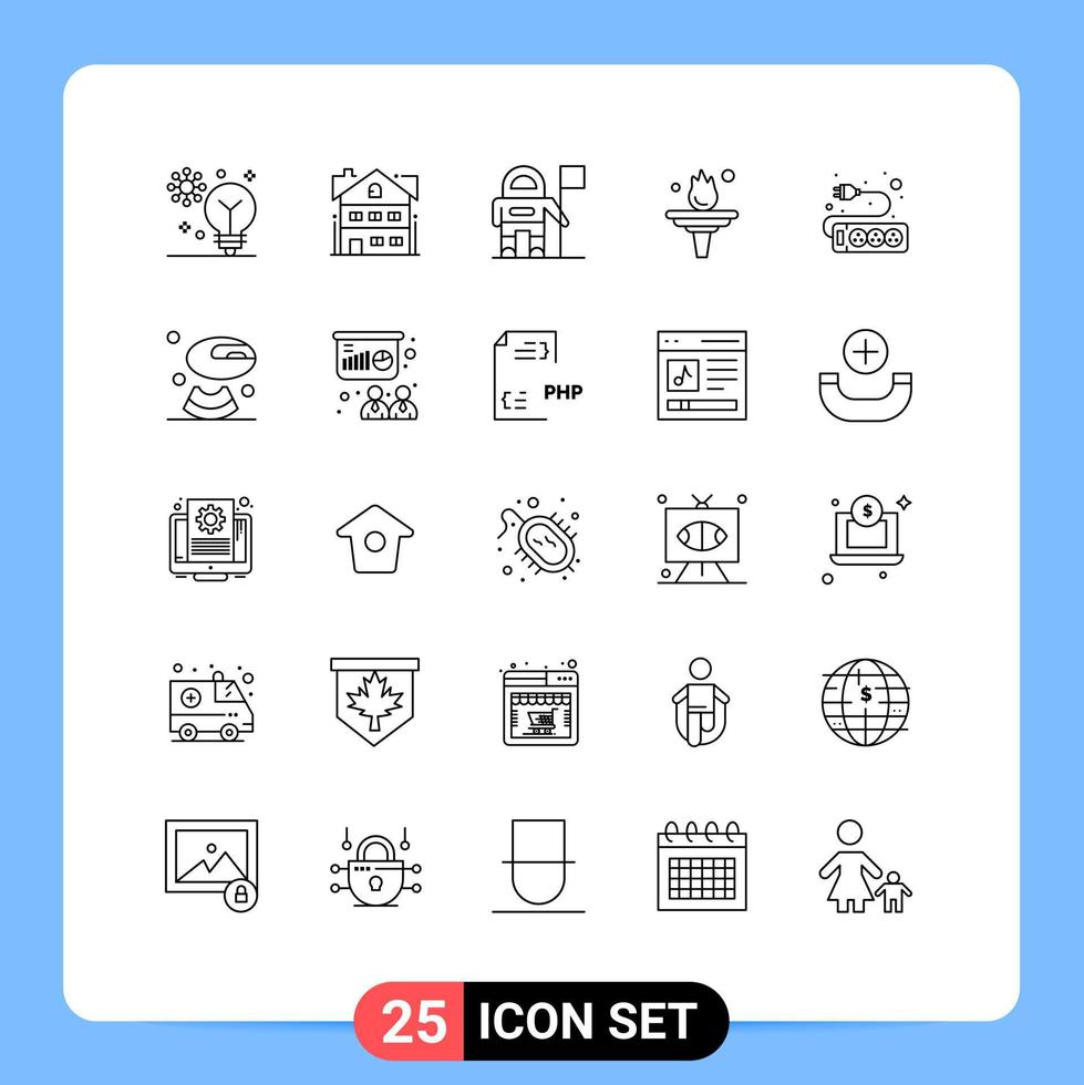 25 User Interface Line Pack of modern Signs and Symbols of hardware training home motivation career Editable Vector Design Elements