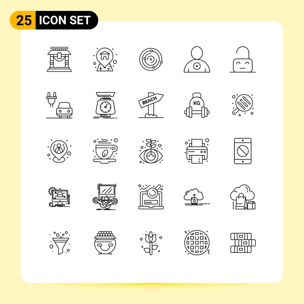 25 Creative Icons Modern Signs and Symbols of unlock off univers control man Editable Vector Design Elements
