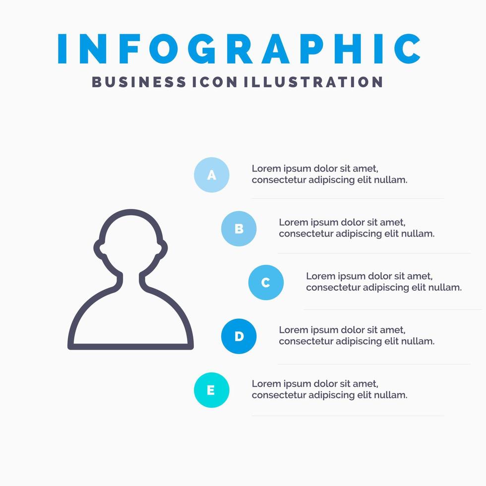 Avatar User Basic Line icon with 5 steps presentation infographics Background vector