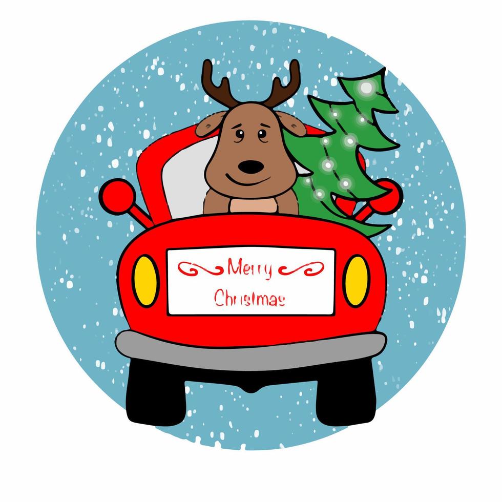reindeer and car vector