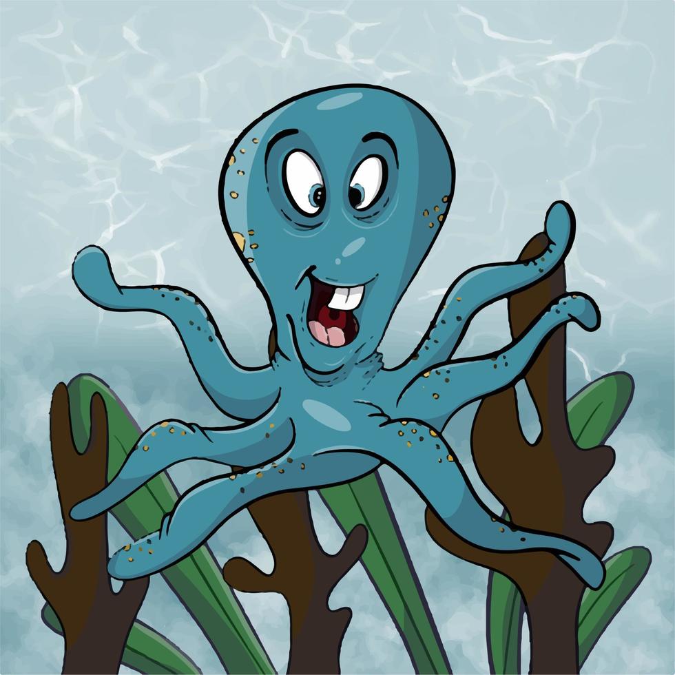 the blue octopus vector