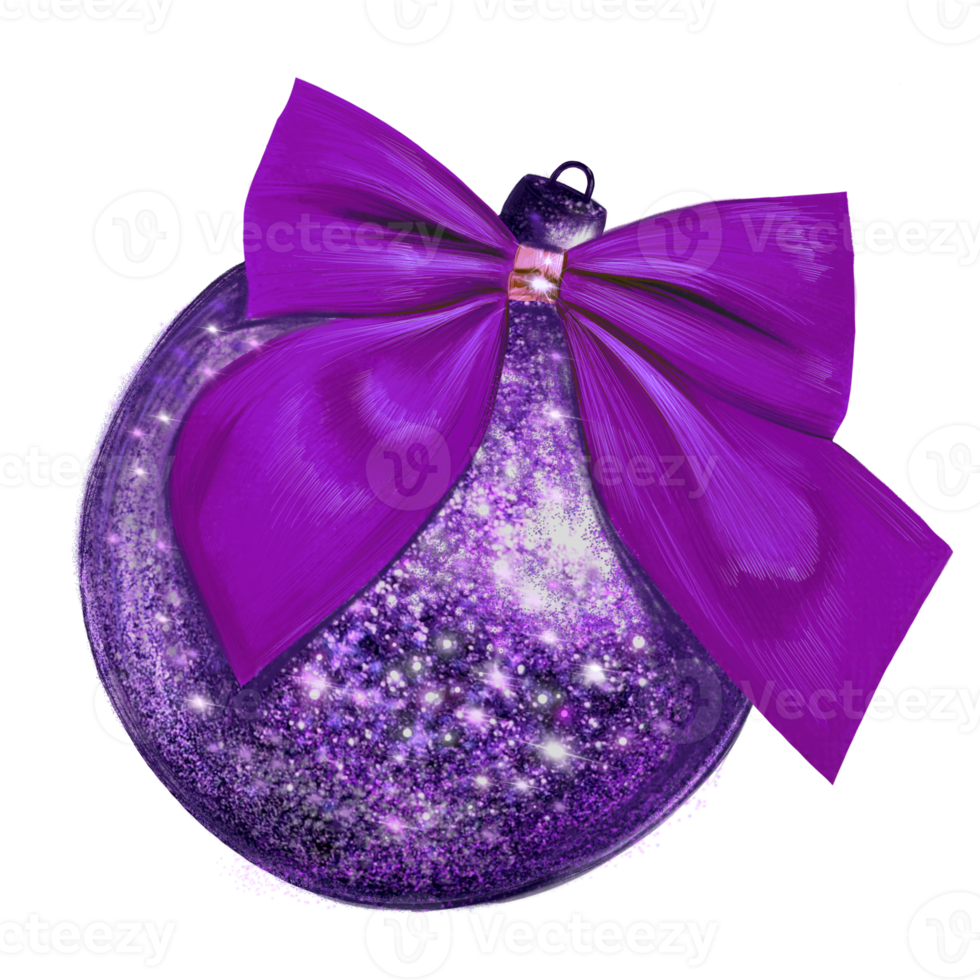 Christmas Balls Decoration purple with bow png