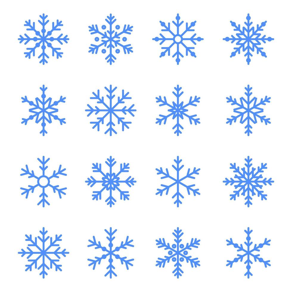 set of blue snowflakes vector illustration