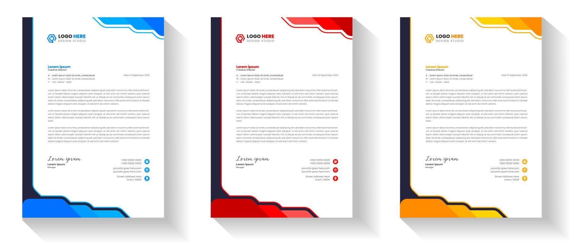 letterhead corporate official minimal design. corporate modern creative abstract professional informative letterhead design. letter head design. vector