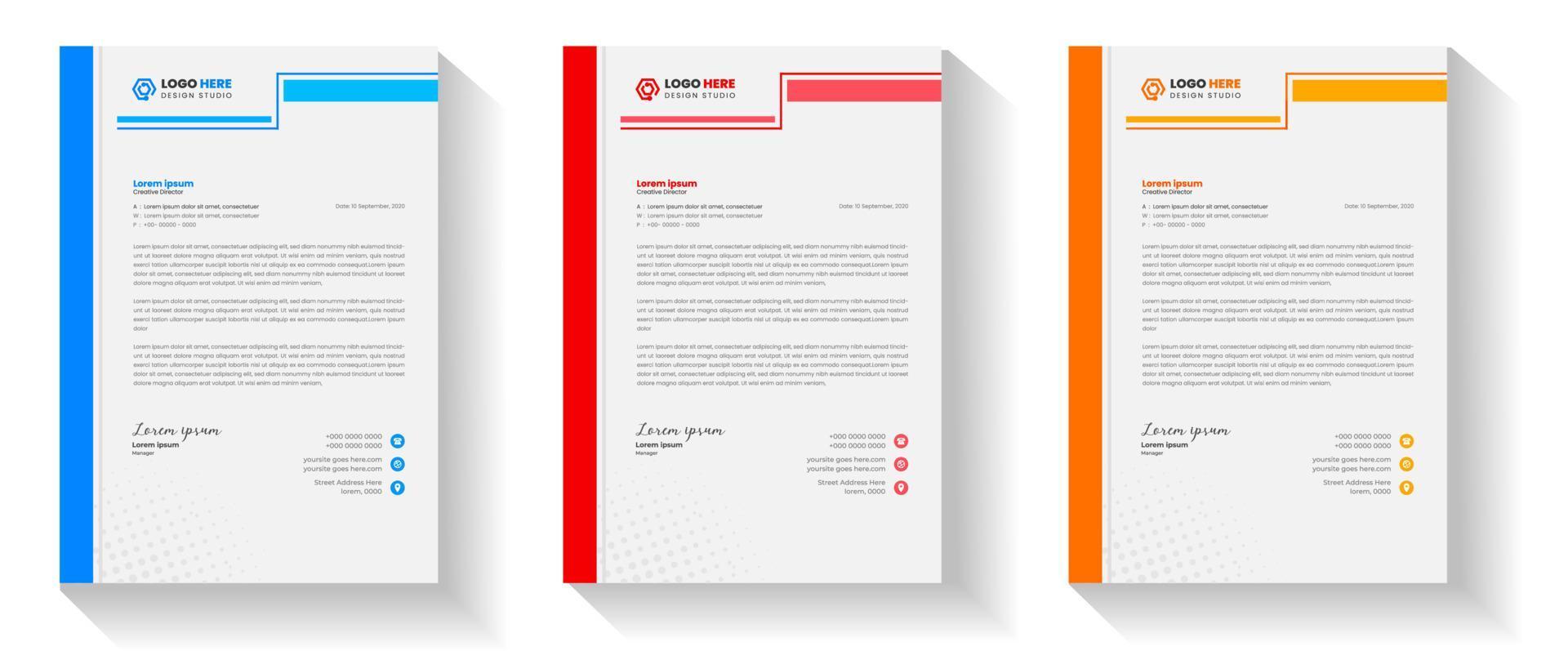 letterhead corporate official minimal design. corporate modern creative abstract professional informative letterhead design. letter head design. vector