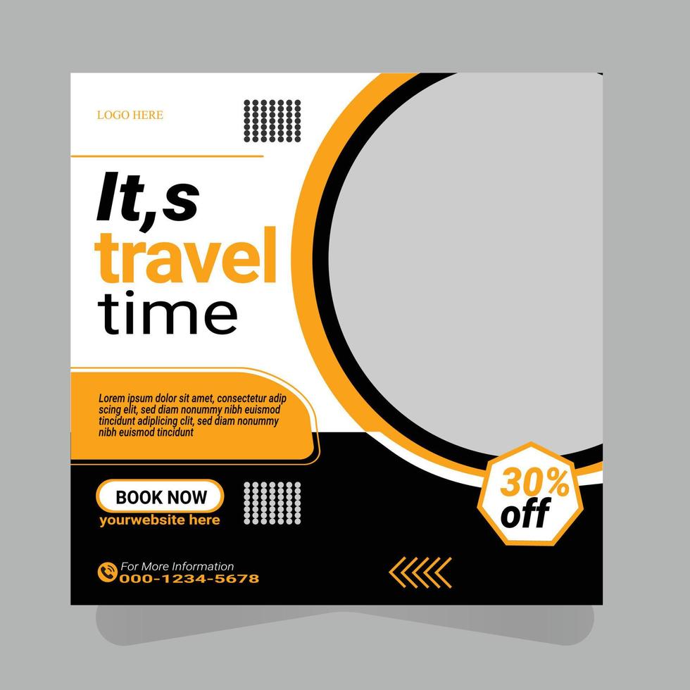 Travel social media post template vector