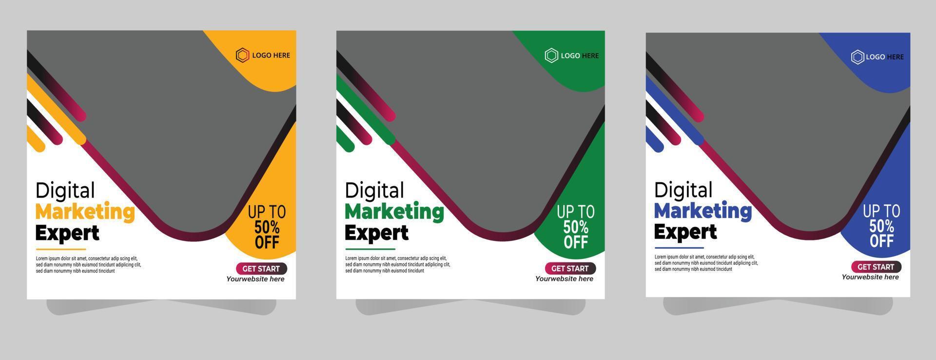 Digital marketing live webinar and corporate social media post template vector