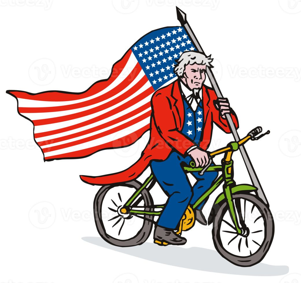 Uncle Sam Riding Bike png