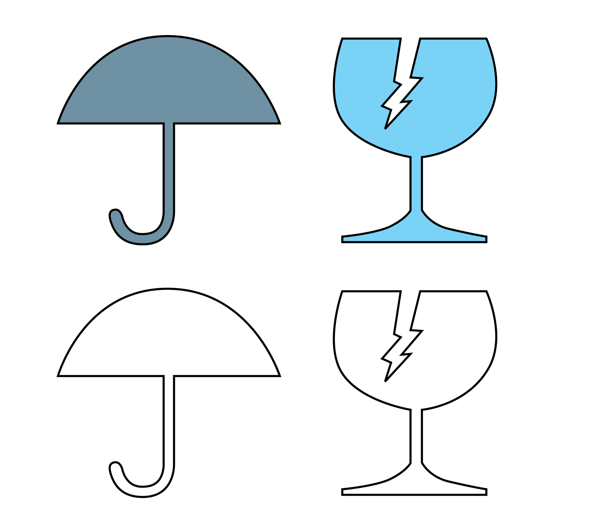 Umbrella and Broken Cracked Glass Fragile Symbol 14401728 PNG