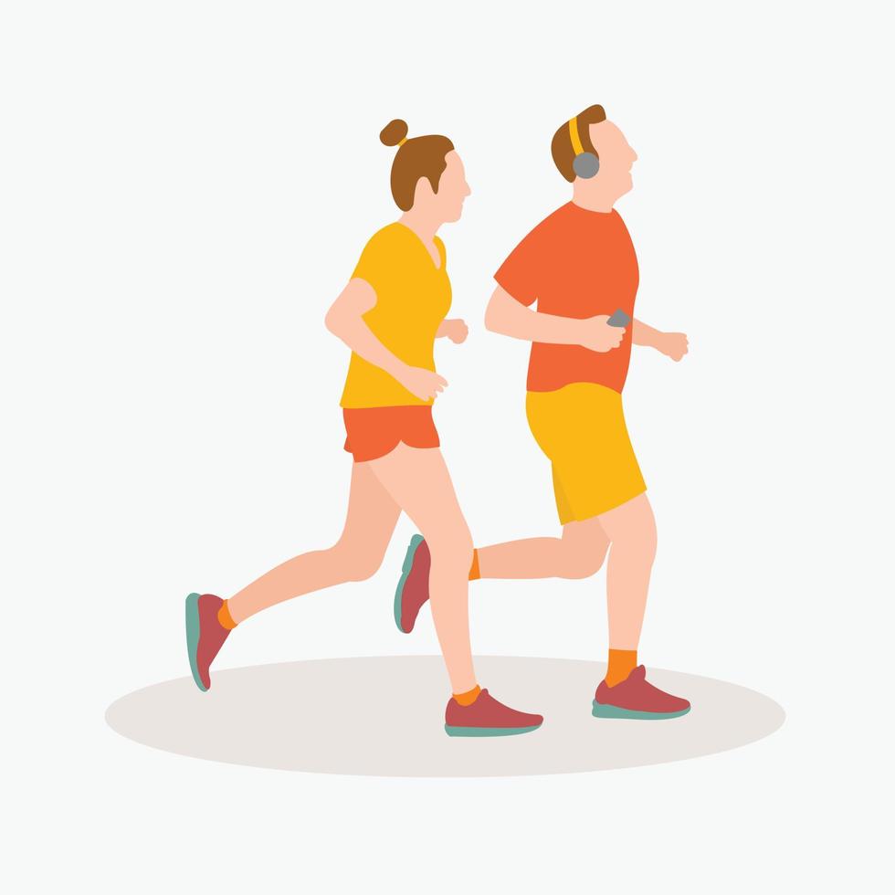 Women and men joging running people flat character.eps vector