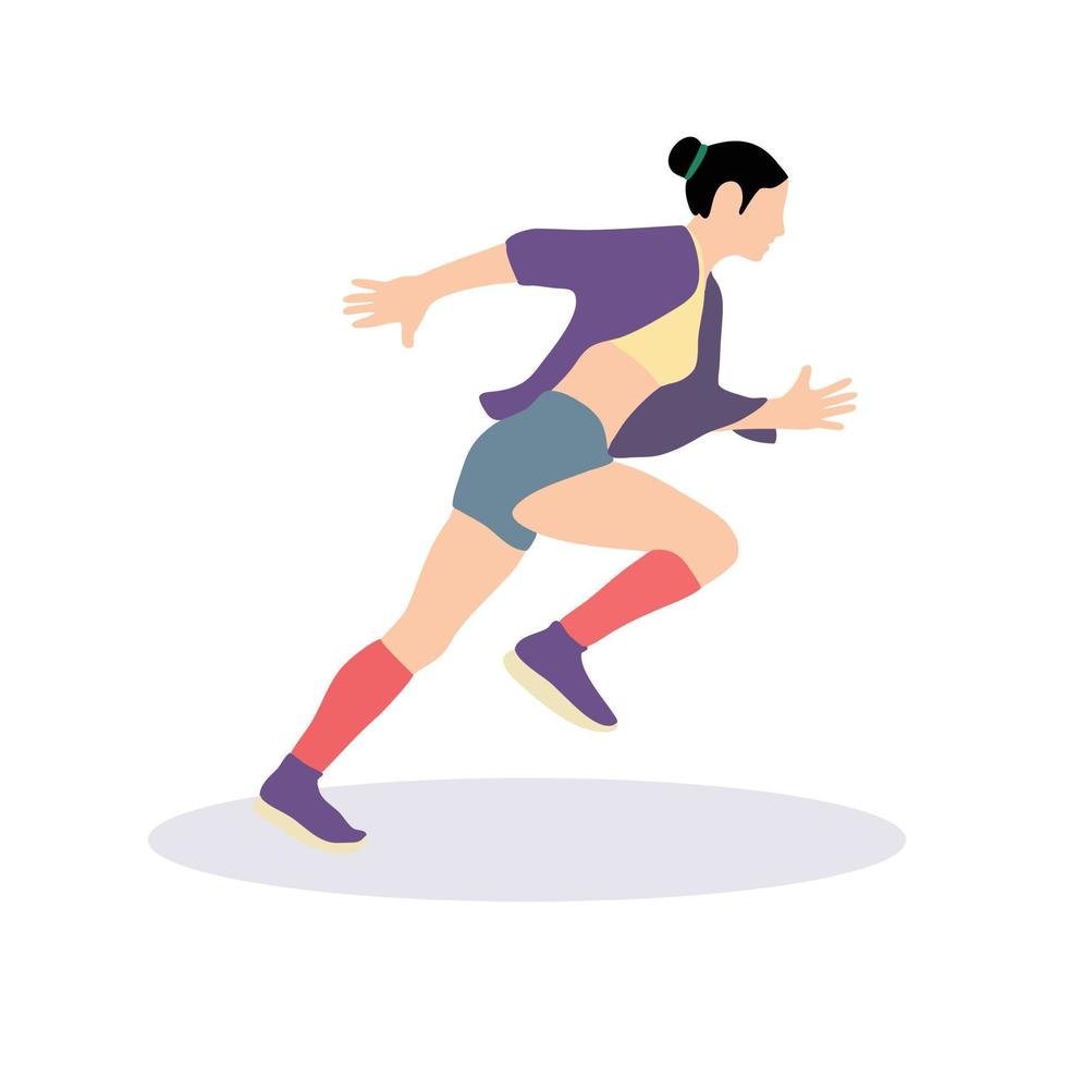 Women running jogging workout flat people character vector