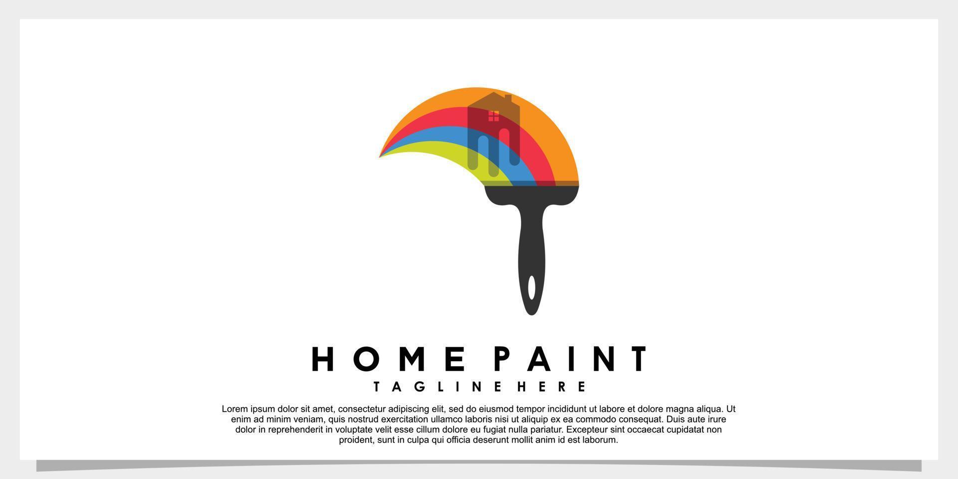 home paint logo design with creative concept rainbow color vector