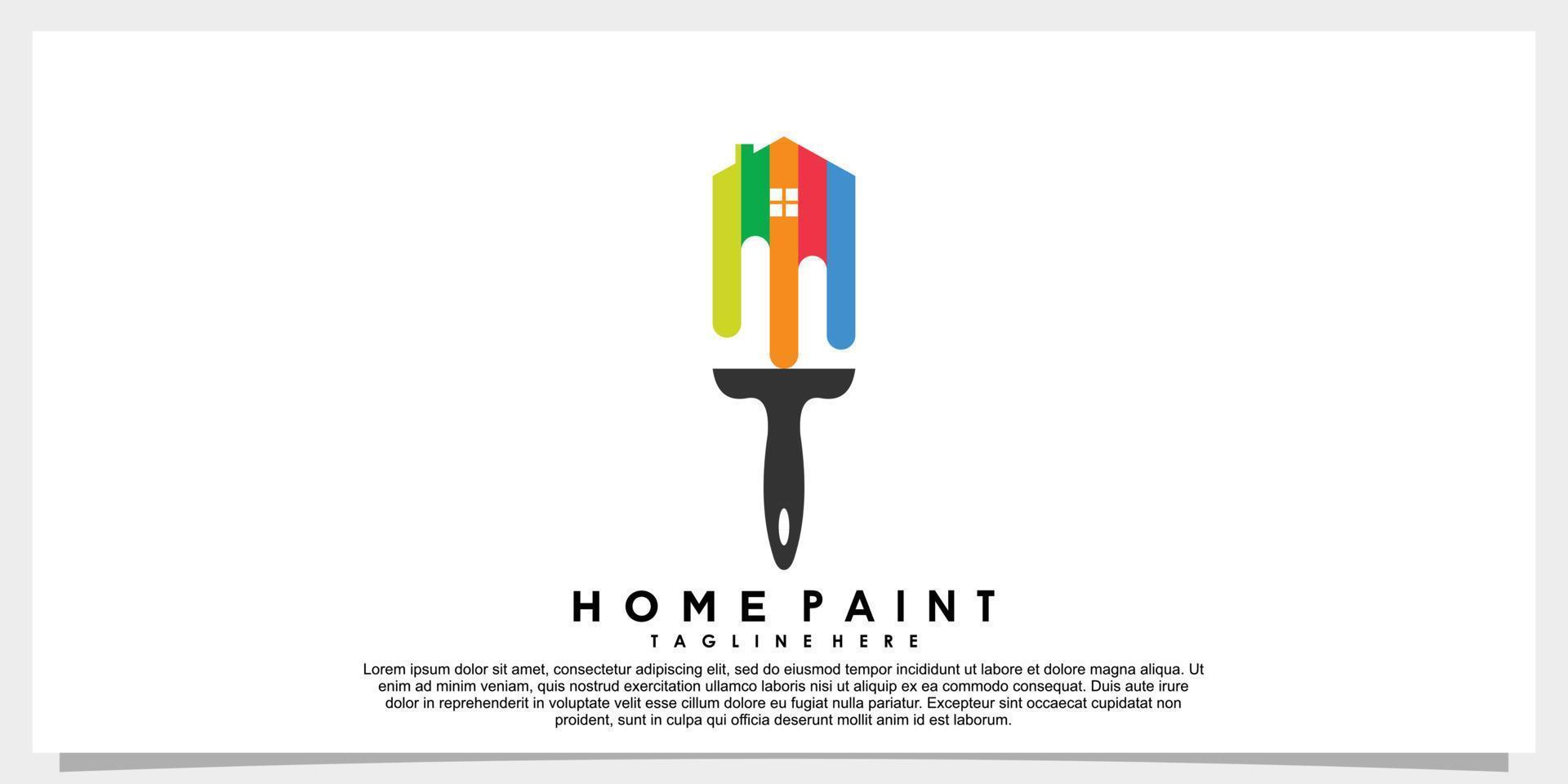 home paint logo design with creative concept rainbow color vector