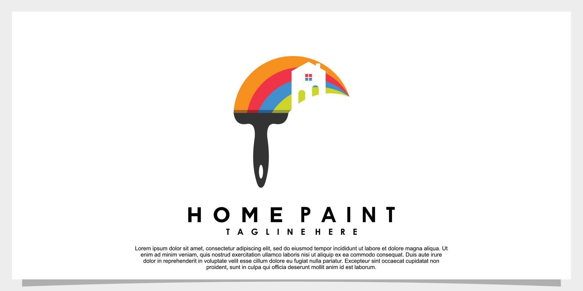 home paint logo design with creative concept rainbow color vector